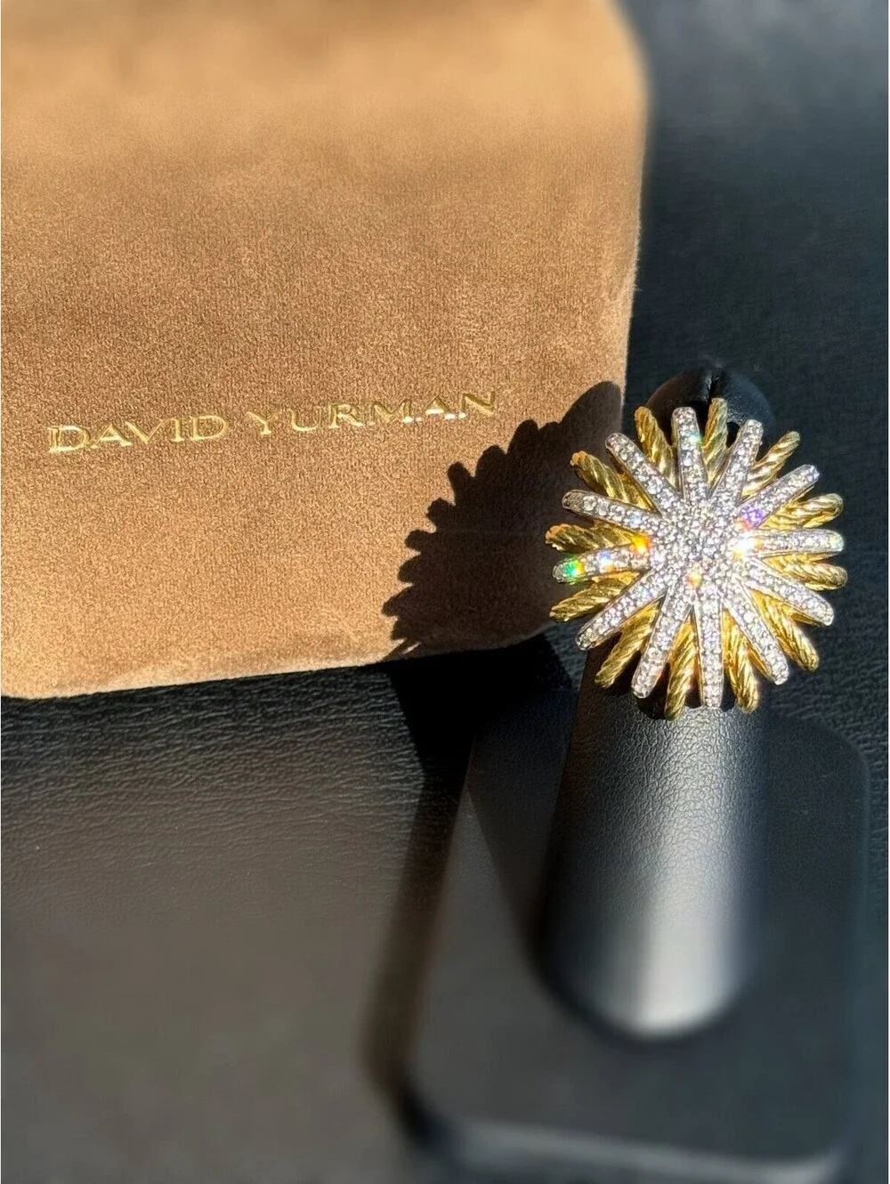 David Yurman Starburst Diamond Pave Cocktail Ring 18k YG